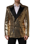 Gold Sequined Double Breasted Jacket Blazer
