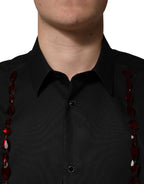 Black Crystal GOLD Formal Cotton Dress Shirt