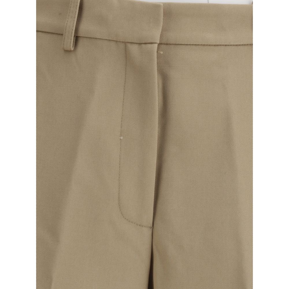 Beige Cotton Cargo Pants
