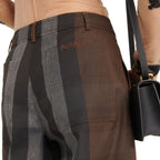 Brown Cotton Casual Pants