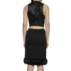 Black Silk Midi Skirt