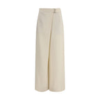 Beige Viscose Casual Pants