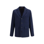 Blue Cotton Full-Length Jacket