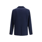 Blue Cotton Full-Length Jacket