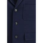 Blue Cotton Full-Length Jacket