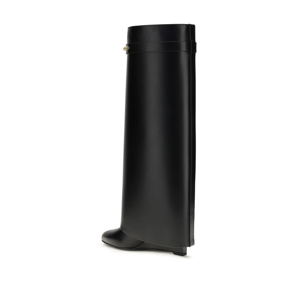 Black Calf Leather Bos Taurus Flat Boots