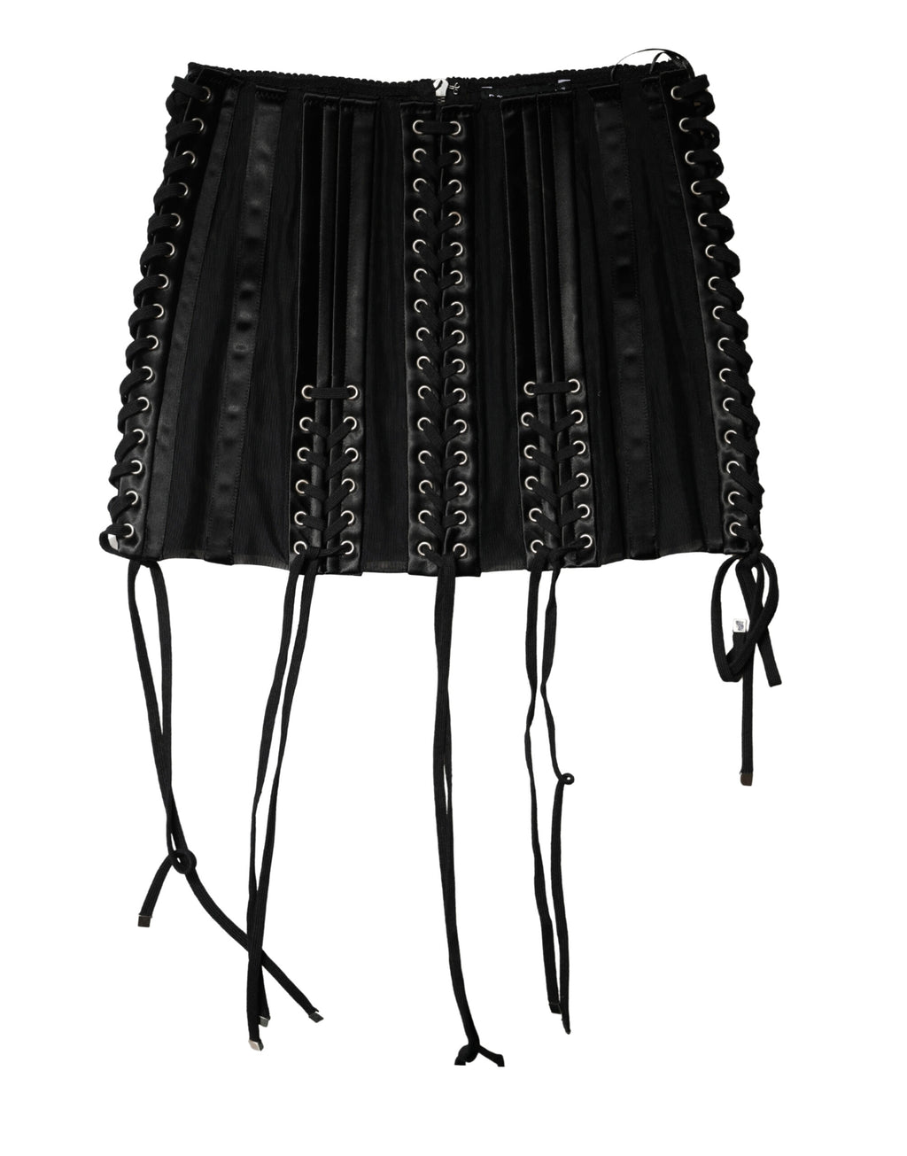 Black Lace-Up Waist Cincher Bustier Corset Top