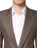 Brown Stripes Single Breasted Blazer
