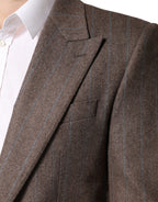 Brown Stripes Single Breasted Blazer