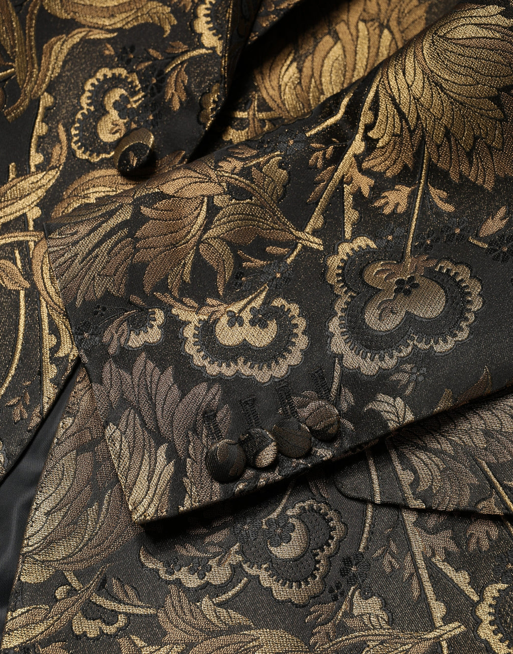 Gold Jacquard Single Breasted Tuxedo Blazer