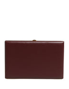 Brown Calfskin Leather Clutch Evening Women Purse Bag