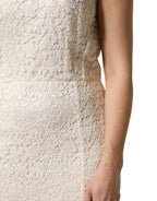 White Lace Viscose Sheath Long Gown Dress