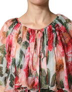 Multicolor Floral Silk Layered Maxi Dress