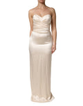 White Satin Strapless Sheath Maxi Dress