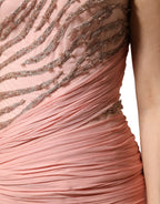 Pink Embellished One Shoulder Maxi Dress
