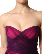 Pink Black Strapless Sheath Mermaid  Dress