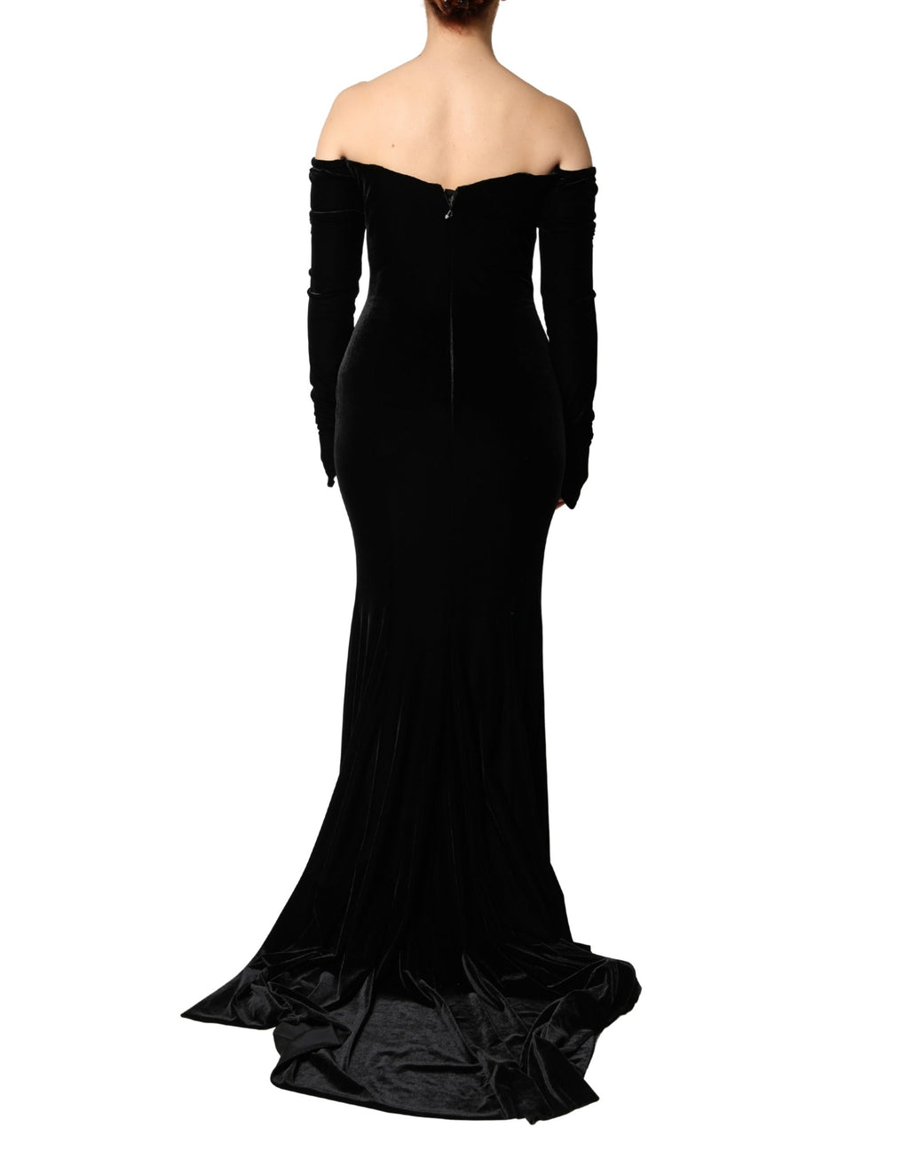 Black Off Shoulder Bodycon Long Gown Dress