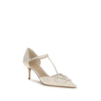 Beige Calf Leather Bos Taurus High Heel Pumps