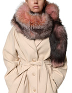 Pink Frost Fox Fur Neck Warmer Winter Scarf