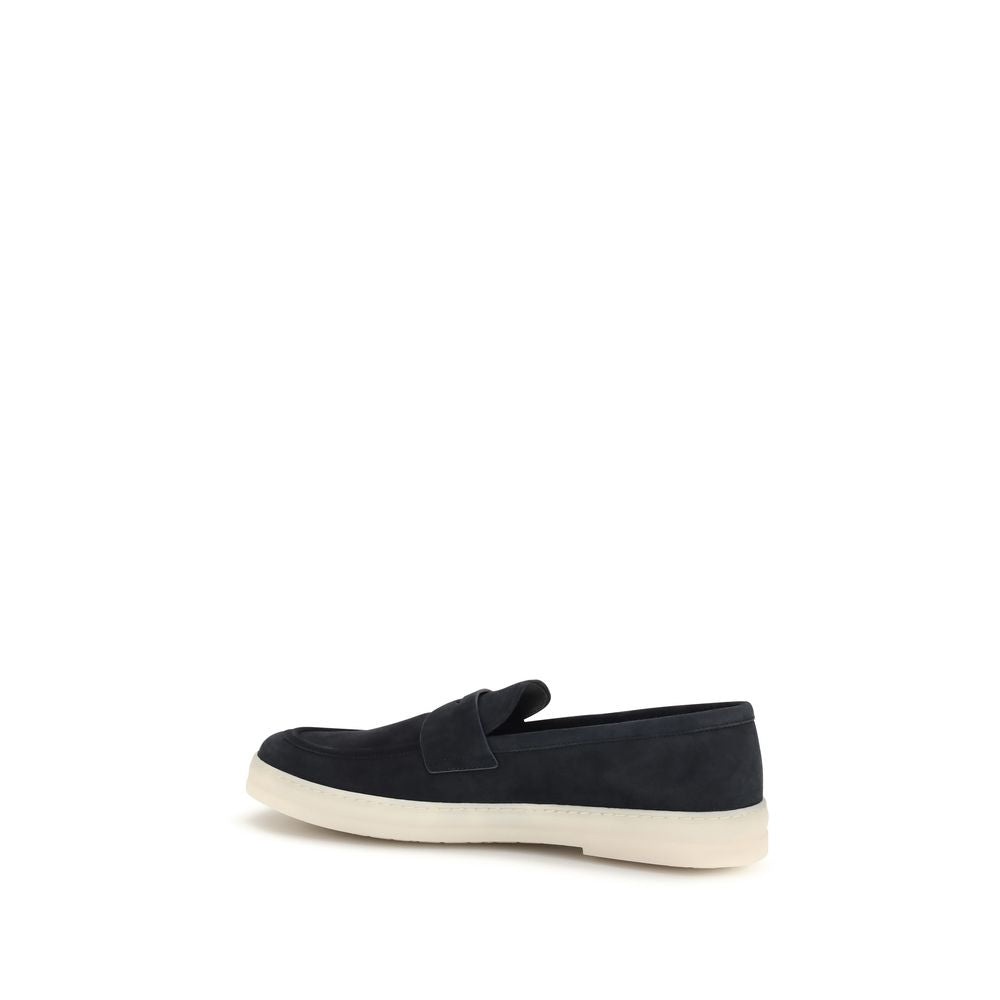 Blue Calf Leather Bos Taurus Slip-On Loafers