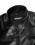 Black Nylon Full Zip Men Biker Coat Jacket