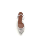White Polyester High Heel Pumps