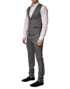 Gray Wool Single Breasted 1 Button 3PC Suit
