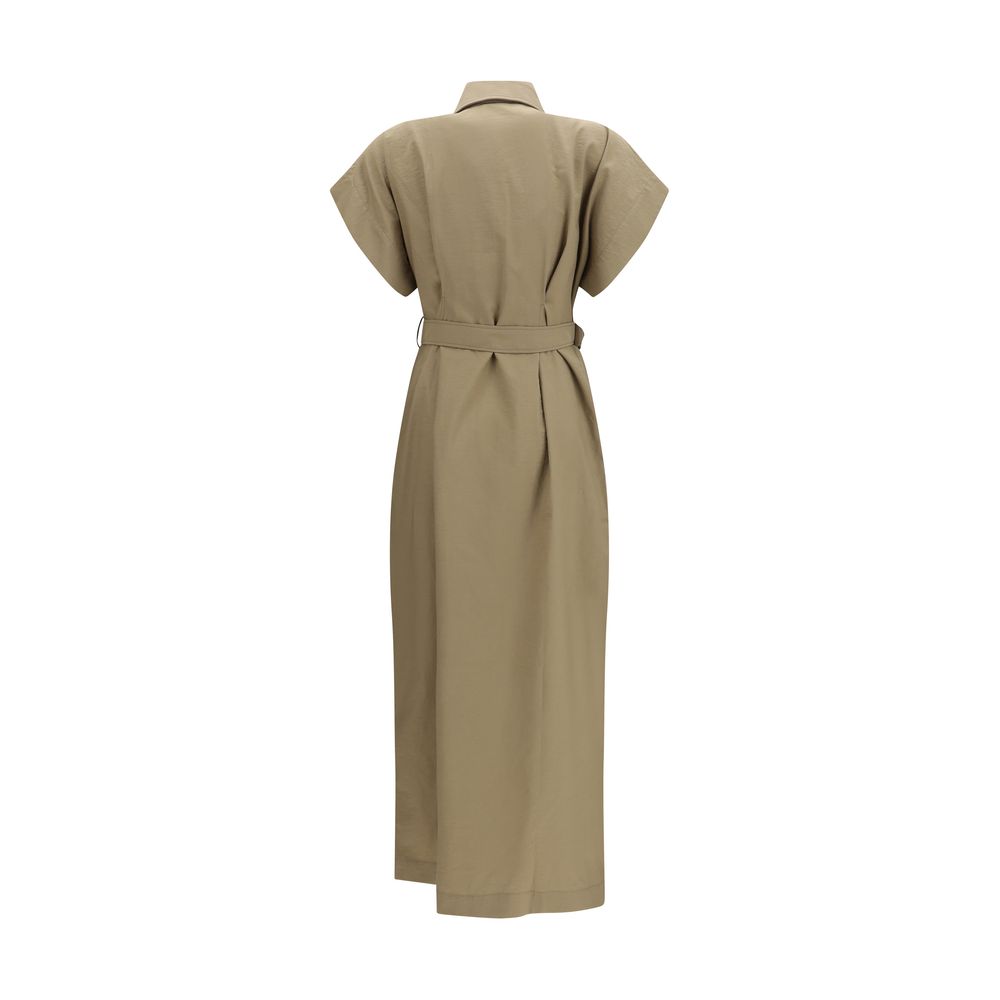 Beige Cotton Casual Dress