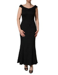 Black Floral Brocade Sheath Mermaid Dress