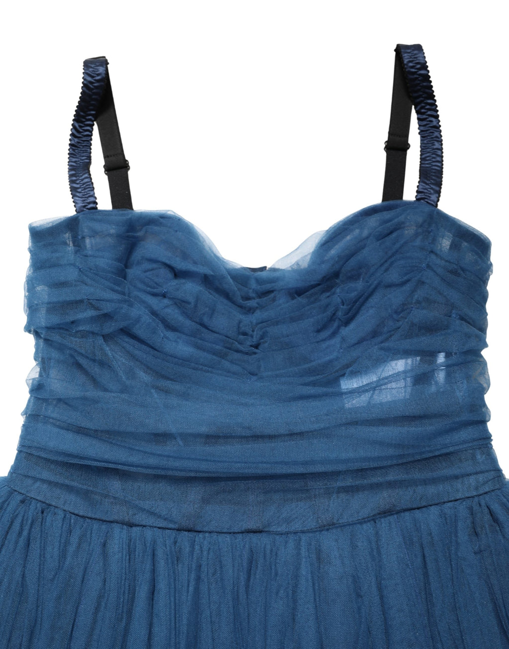 Blue Tulle Midi A-line Sleeveless Dress