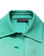 Green Buttoned Down Belt Trench Coat Jacket