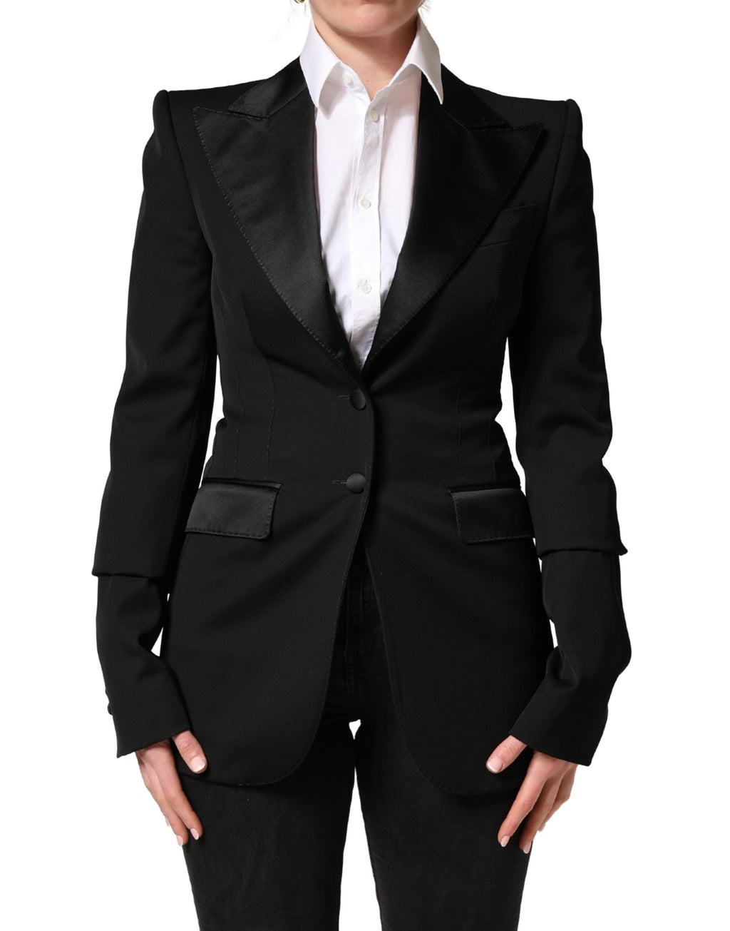 Black Wool Single Breasted Blazer Jacket