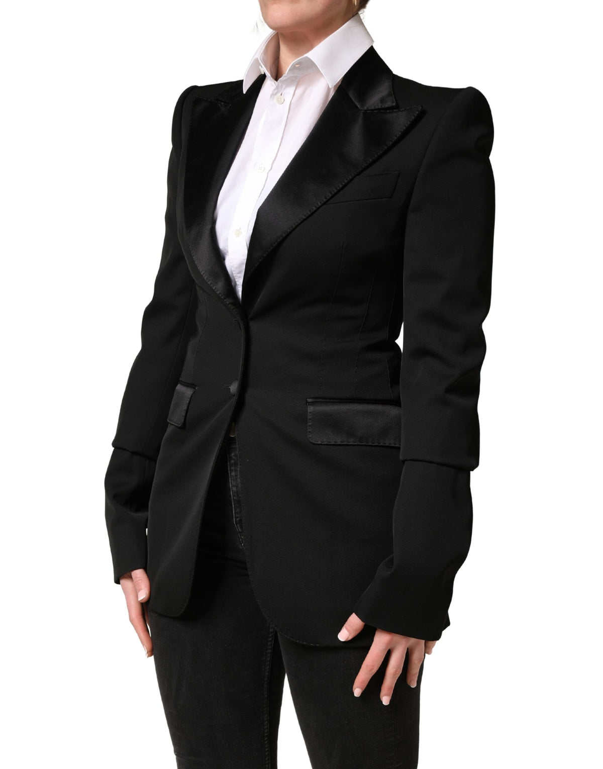 Black Wool Single Breasted Blazer Jacket