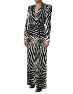 Black White Viscose Zebra Pattern Jumpsuit