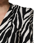 Black White Viscose Zebra Pattern Jumpsuit