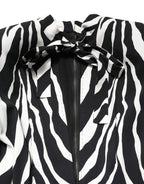 Black White Viscose Zebra Pattern Jumpsuit