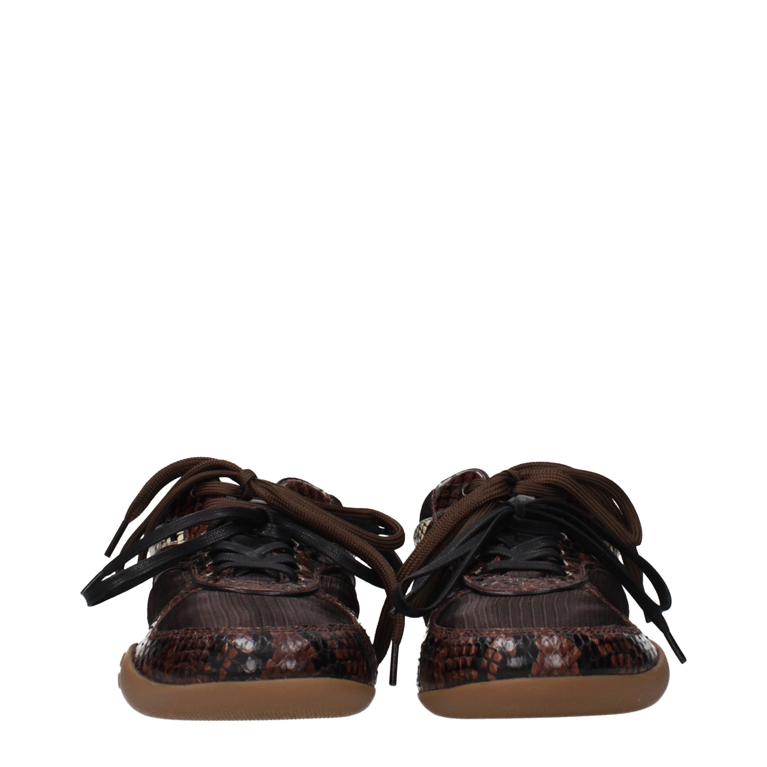 Brown Fabric Low Top Sneakers