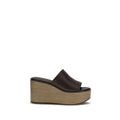 Brown Calf Leather Bos Taurus Platform Sandals