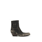 Black Calf Leather Bos Taurus Ankle Boots