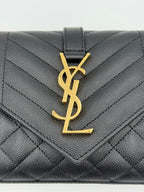 SAINT LAURENT ENVELOPE SMALL in Black Grained Leather Handbag