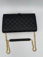 SAINT LAURENT ENVELOPE SMALL in Black Grained Leather Handbag