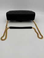 SAINT LAURENT ENVELOPE SMALL in Black Grained Leather Handbag