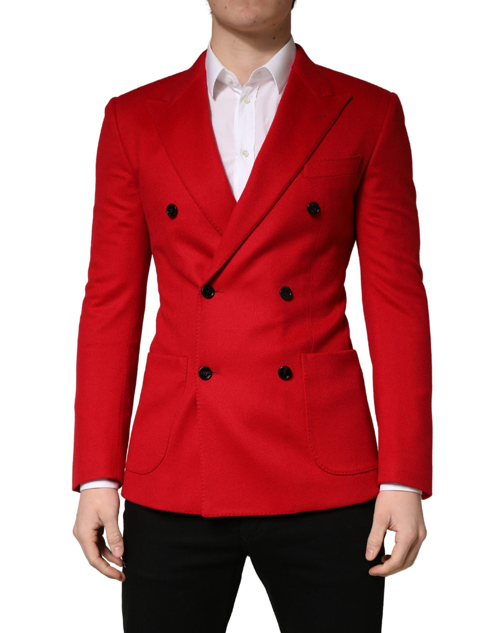 Red Cashmere Slim Fit Coat Jacket Blazer