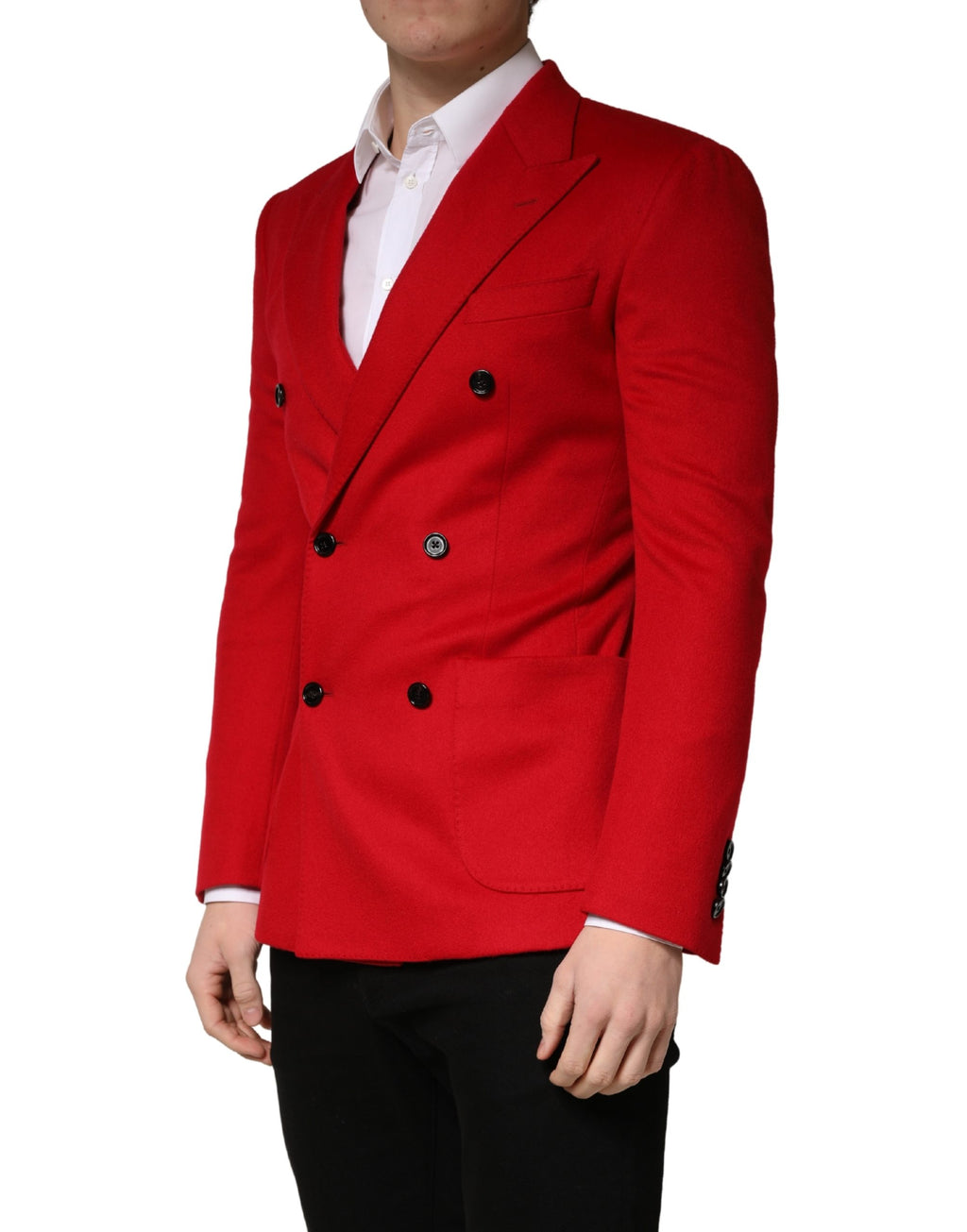 Red Cashmere Slim Fit Coat Jacket Blazer