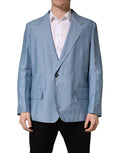 Light Blue Single Breasted Men Jacket Blazer