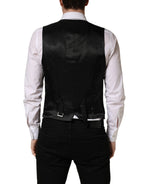 Black Stripe Single Breasted Waistcoat Vest