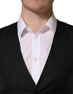 Black Stripe Single Breasted Waistcoat Vest