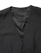Black Stripe Single Breasted Waistcoat Vest