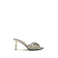 Silver Calf Leather Bos Taurus Stiletto Heel Sandals