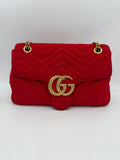 GUCCI MARMONT Red Velvet Handbag